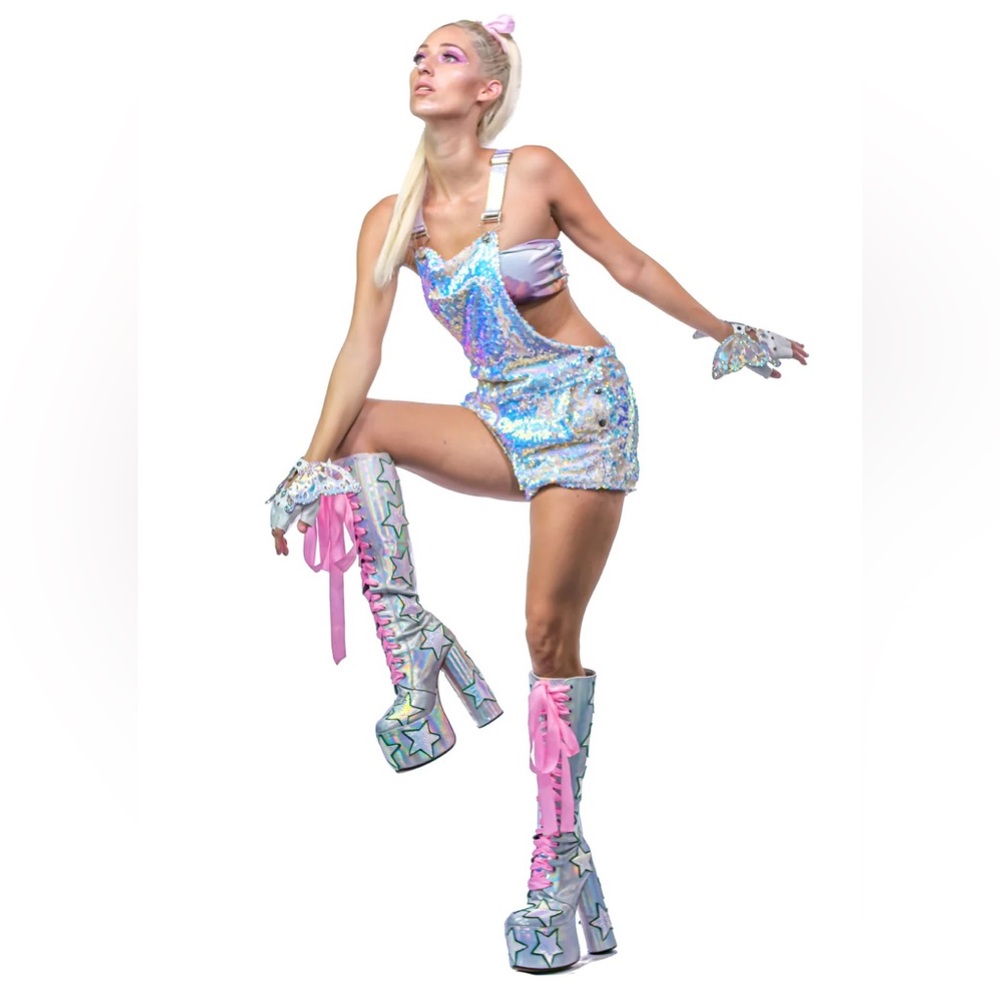 Jackalope Land Sequin Short Overalls - never worn